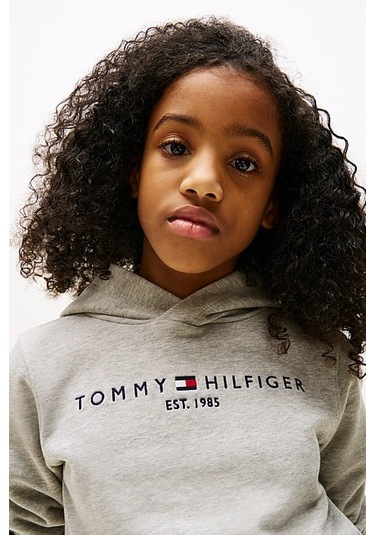 Unisex Çocuk Th Essential Hoodie Kapüşonlu Sweatshirt - Gri Light Grey Heather