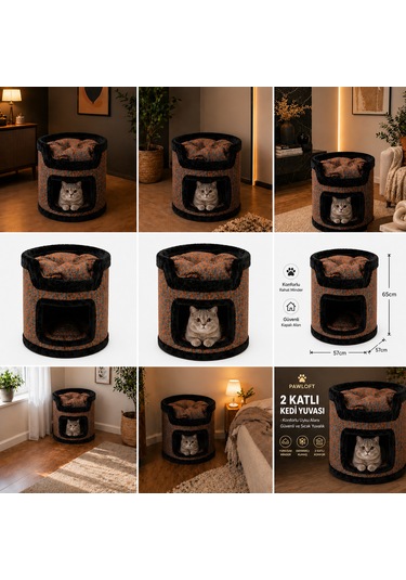 Miyusa 2 Katlı Kedi Evi Modern, Konforlu Ve Şık Kedi Yuvası