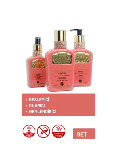 Bobel Keratin Onarıcı Saç Bakım Maskesi 330 ML + Saç Bakım Şampuanı 330 ML + Saç Kremi 200 ML