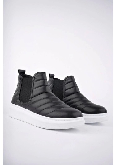 Slw205 Boston Bağcıksız Cilt Erkek Spor Bot Bt Siyah Siyah