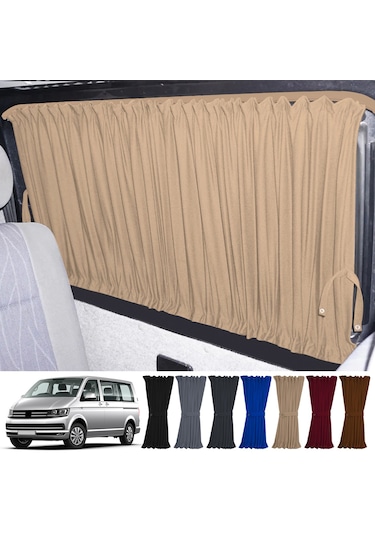 Pandami Volkswagen Transporter Caravelle T5/t6/t7 Uzun Şase 2003-2022 Uyumlu Krem Raylı Oto Perde Takımı