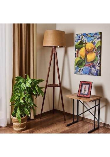 Evidea Lighting Sehpalı Tripod Lambader - Kahverengi / Ceviz - 153 Cm Kahverengi / Ceviz