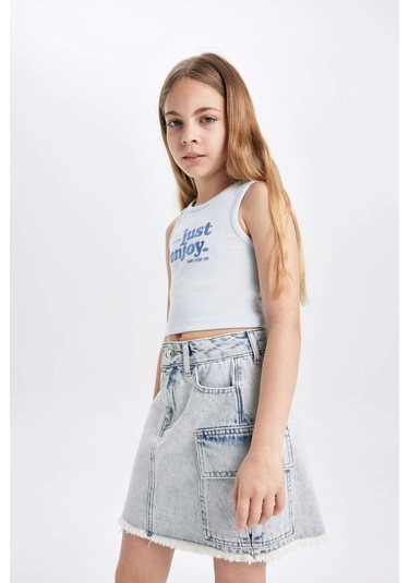 DeFacto Kız Çocuk Bisiklet Yaka Baskılı Atlet C4717A824SMBE61