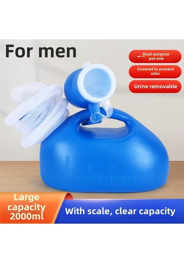 Geeksen Erkekler İçin 2000ml Plastik Idrar Kabı, 1.6m Borulu, Ölçülü Ve Kapaklı, Araç Ve Gece Kullanıma Uygun Taşınabilir İdrar Alıcı