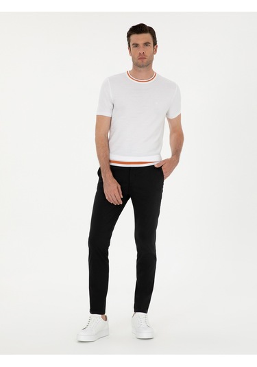 Cacharel Siyah Slim Fit Kanvas Pantolon