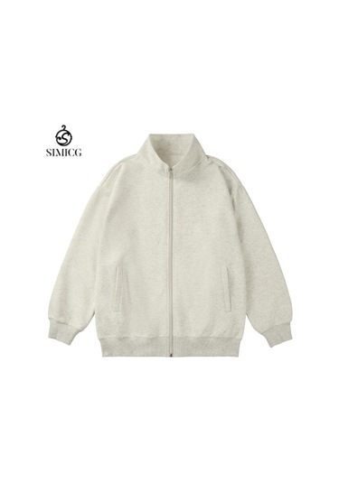 Sonbahar/kış Dik Yaka Hırka Fermuarlı Günlük Ceket Gri