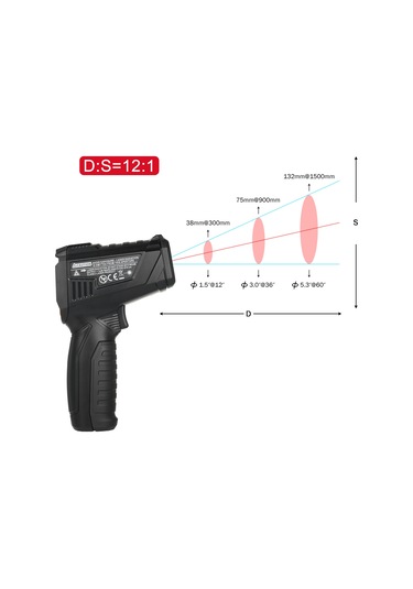 Springsun Kızılötesi Termometre -30 380 -22 716 Temassız Dijital Lazer Sıcaklık Ölçüm Makinesi Hd Arka Aydınlatmalı Lcd