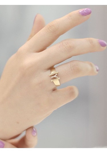 14 Ayar Altın Küçük Y Harfli Taşlı Yüzük