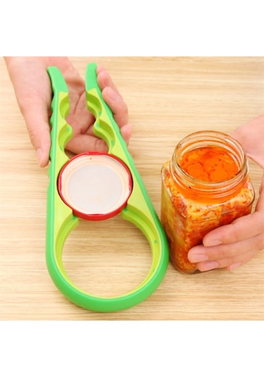 4 Boy Sıkışmış Şişe Kavanoz Konserve Kapağı Açma Aparatı Açacağı Çok Renkli