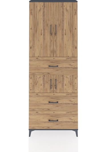 Arges Dolap 4 Raflı 3 Çekmeceli 4 Kapaklı 88x30x243 Antrasit-çam Antrasit