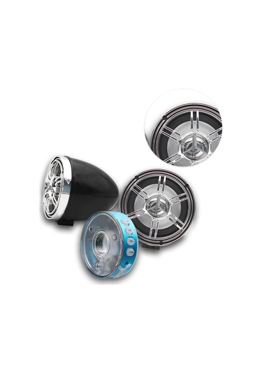 Motosiklet Ses Hoparlörü App Kontrolü Su Geçirmez Renkli Işık Bluetooth Hoparlör Ses Siyah