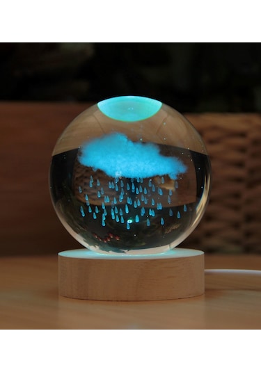 Bulut 3d Boyutlu Kristalleşmiş Cam Işıklı Büyük Boy Küre