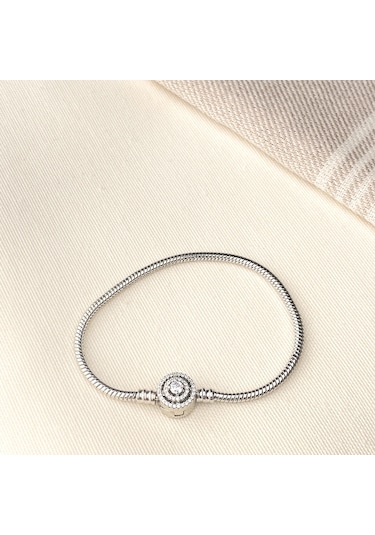 Charm Bileklik Tektaş Model 316 L Paslanmaz Çelik Gümüş