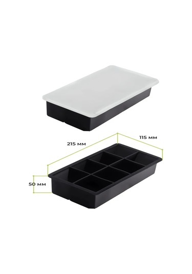 Ximistore9 8 Hücre Silikon Buzluk Tablası Kapaklı - Kolay Çıkarım, Temiz Kalite, Çok Amaçlı Kullanım Siyah