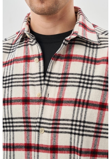 Açık Krem Yünlü Ekose Desen Yumuşak Yaka Cepsiz Uzun Kol Casual Comfort Fit Gömlek 1004245227 Açık Krem Açık Krem Yünlü Ekose Desen Yumuşak Yaka Cepsiz Uzun Kol Casual Comfort Fit Gömlek 1004245227 Açık Krem