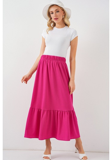 1886 Uzun Örme Etek - Koyu Pembe Koyu Pembe