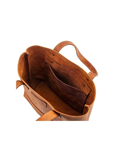 Twingold İsme Özel Tote Bag El Omuz Çantası - %100 Rainbow Deri - Ac03003 - Camel Camel