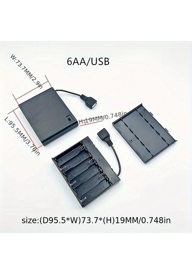 Tongdashop 2 Adet Taşınabilir Mini Aa Pil Kutusu Anahtarlı Led Şerit Usb Güç