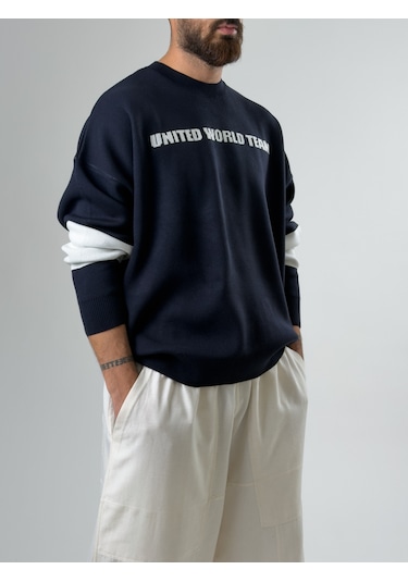 Cocopelli Oversize New York Erkek Lacivert Triko Coc2597 Lacivert