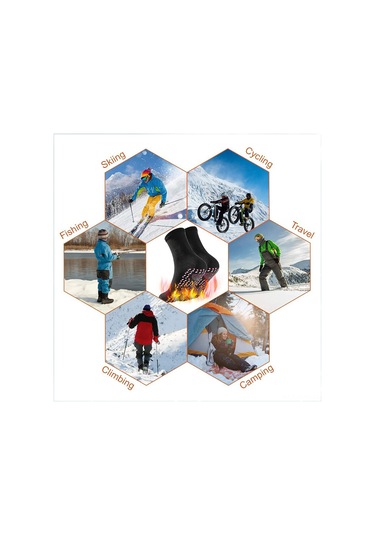 Maiyame 3'lü Turmalin Otomatik Isıtıcı Çoraplar - Sağlıklı Ayak Isısı, Yorgunluk Giderici, Kayganlık Önleyici Siyah Orta Boy Siyah