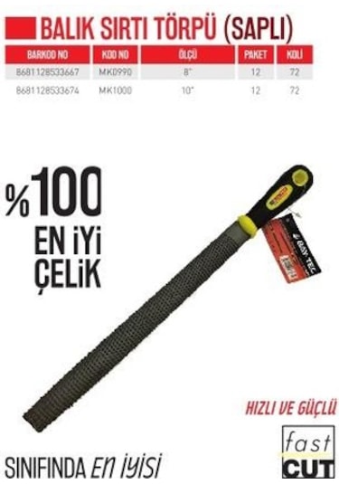 Bay-Tec MK1000 Balık Sırtı Törpü Saplı 10"