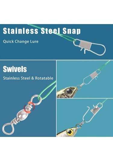 20 Parçalı Paslanmaz Çelik Balıkçılık Liderleri, Fırdöndüler - Yemler, Kancalar Ve Teçhizatlar İçin İdeal - 30cm