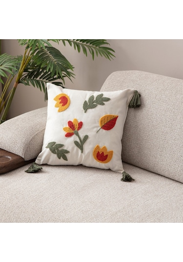 Comfort Serisi Punch İşlemeli Keten Kırlent Kılıfı 43x43 Cm Bej