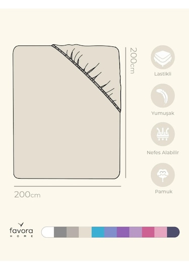 Favora Battal Boy Lastikli Penye Çarşaf - Ekru