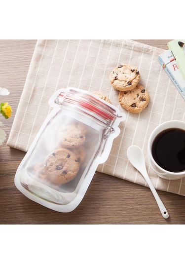 Yaleker Kırmızı 3'lü Pe Malzeme Masons Flasör Desenli Yemek Saklama Poşeti, Çift Kapaklı, Buzdolabına Uygun, Seyahat Ve Atıştırmalık İçin Kırmızı