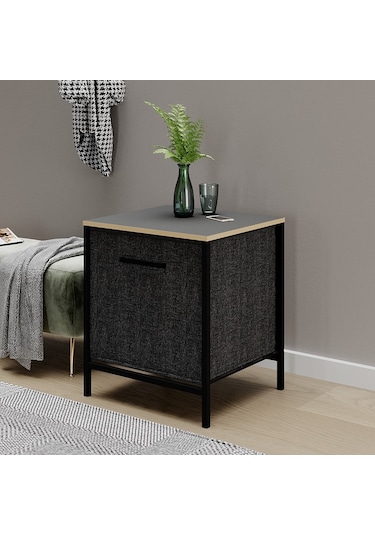 Çok Amaçlı Dolap 1 Çekmeceli Komodin Sehpa Füme 1593