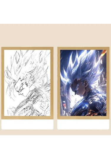 Anime Figürü Dragon Ball Işık Çerçevesi Led Gece Lambası Goku Vegeta 1 Çok Renkli
