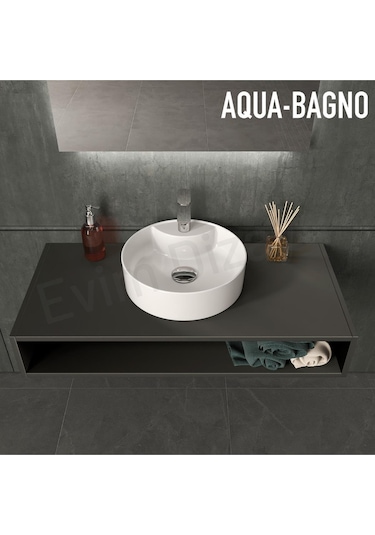 Aqua Bagno "bianzo" Tezgah Üstü Lavabo, Batarya Delikli, 42 Cm Beyaz
