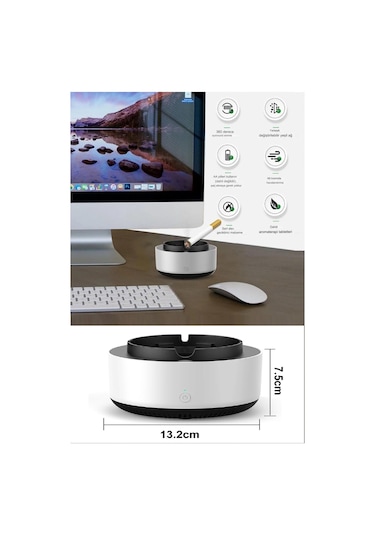 Araç Ev Ofis Dumanı İçine Çeken Kül Tablası Akıllı Kokusuz Küllük Duman Filtreli Hava Temizleyici