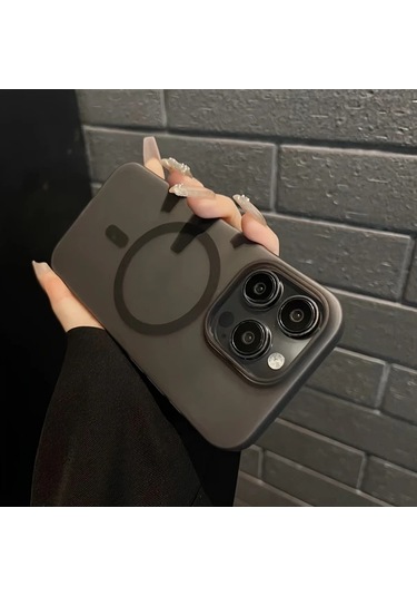 Fochsia Lüks Mat Manyetik Şeffaf iPhone Uyumlu 14 Pro Max Kılıf Sert Pc Kasa Kablosuz Şarj