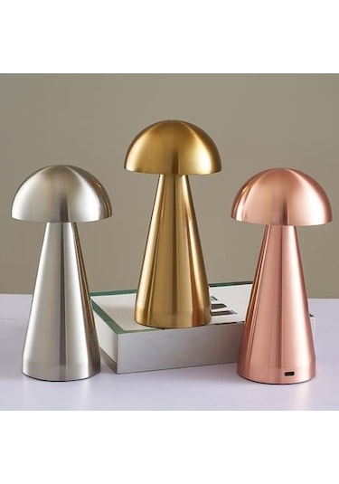 Dekoratif Metal Gold Mantar Kablosuz Masa Lambası Gold
