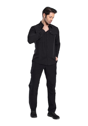 Crozwise Outdoor - Erkek Siyah Spor Gömlek - 7132-10 Siyah