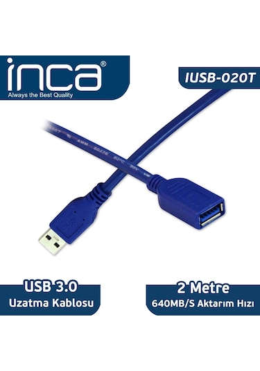 Inca Iusb-020T Usb To Usb 3 0 2 Metre Uzatma Kablosu