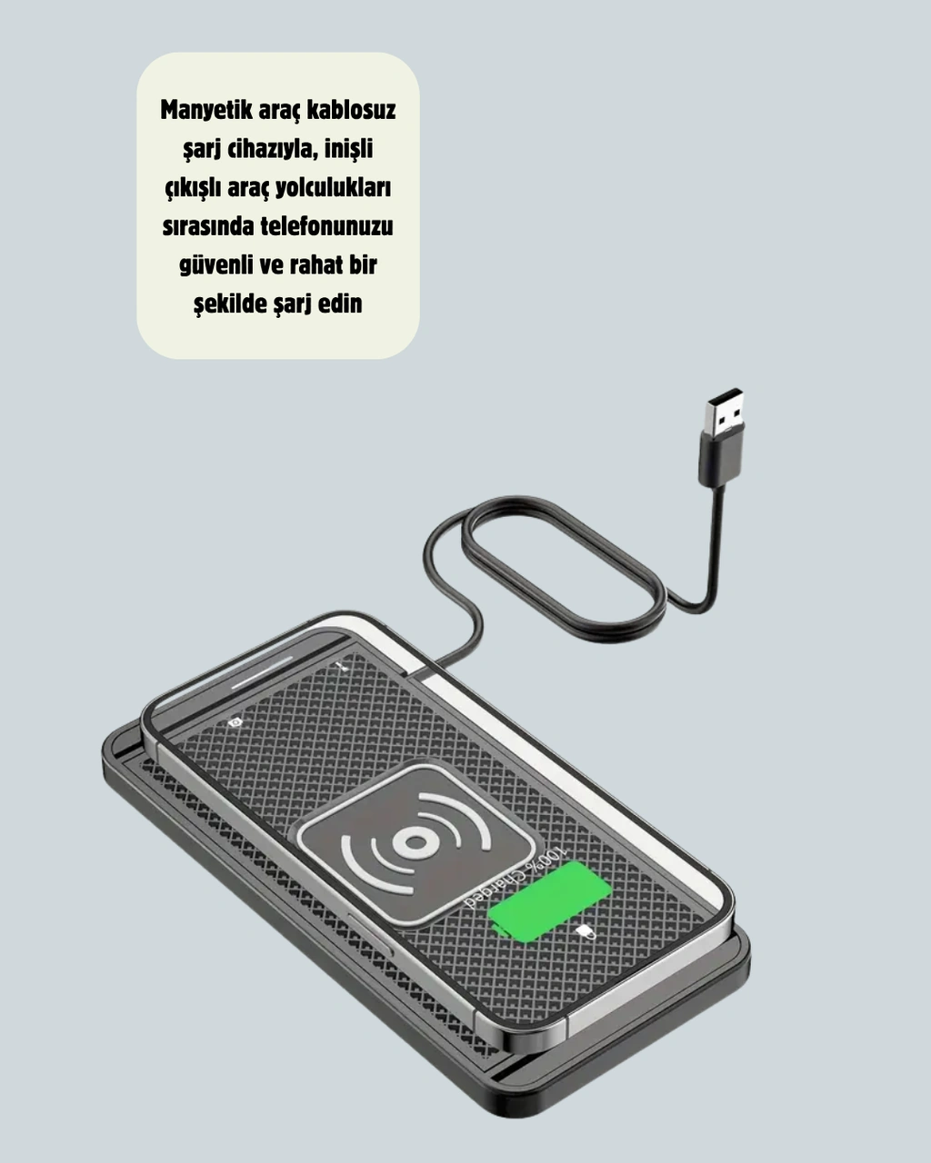 Kablosuz Manyetik Araç Şarj Pedi - Hızlı, Güvenli, Isınma Korumalı Tasarım