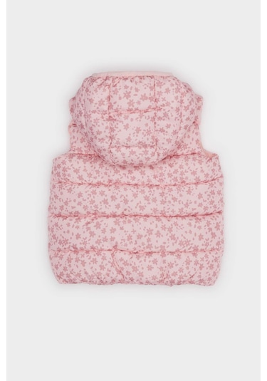 Defacto Kız Bebek Rüzgar Geçirmez Su İtici Kapüşonlu Desenli Şişme Yelek E7355a525aupn99 Pembe