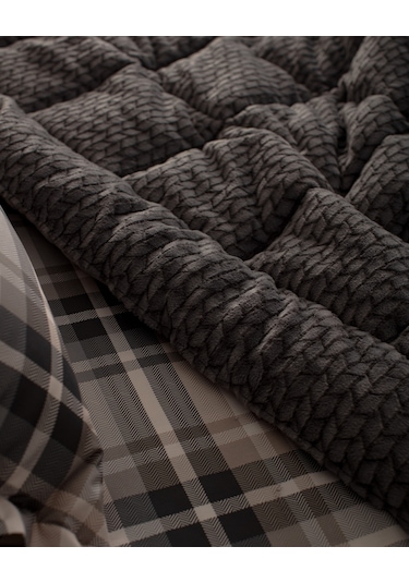 Madame Coco Beth Tek Kişilik Wellsoft Comforter Set - Antrasit Gri