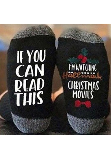 Skycity Erkek Kadın Kullanıma Uygun Kuru Soluklu Ter Emici Kumaş Noel Çorabı - Siyah Tek Çift Siyah