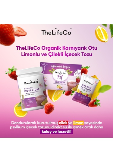 Thelifeco Organik Karnıyarık Otu Limonlu ve Çilekli İçecek Tozu 7 x 6 G
