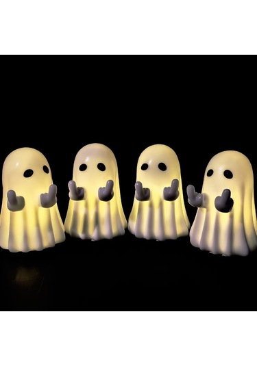 Dofolink Halloween Işıklı Vinyl Figür: Korkunç Ve Komik Karışımı - Yıldız Parmaklı Hayalet Dekorasyon Hediyesi Beyaz