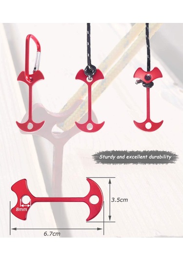 Leezsing Alüminyum Tente Rope Ayarlayıcı, Dış Mekan Kamp Malzemesi, Kayma Önleyici 40'lı Set, Çadır Çanta Piknik Uyumlu Kırmızı