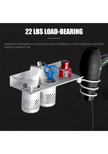 Reedark Banyo Fön Organizatörü, 22 Lbs Yük Taşıma, Spiral Tasarım, Duvar Kurulumlu, Aluminum Malzeme, Saç Fönü Ve Aksesuarları Saklama Renkli