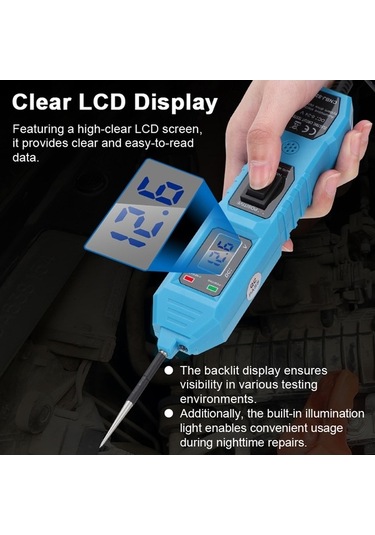 Pazly Otomotiv Güç Devre Probu Test Cihazı 3.5v-36v Araba İçin Mavi