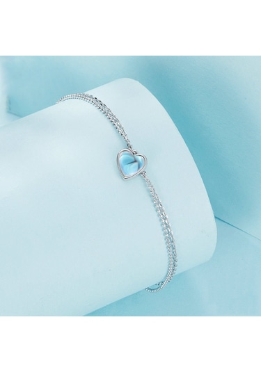 Sones Sterling Gümüş Kalp Çift Katmanlı Bileklik Çok Renkli