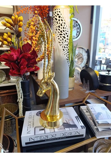Deer Head Gold 13x15x55 Cm