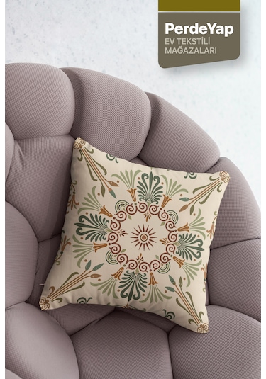 Modern İşlemeli Motifler Desenli 4'lü Kırlent Kılıfı