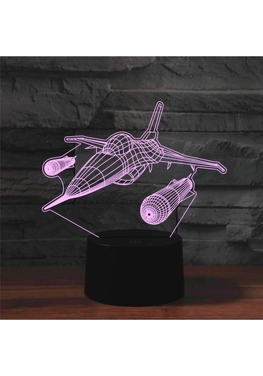 Goldenqian 3d Avcı Uçağı Uzaktan Kumanda 16 Renk Gece Işıkları Illusion Akrilik Led Masa Başucu Lambası Çocuk Yatak Odası Masa Dekor Çocuklar Için Doğum Günü Hediyeleri Oyuncak E0ı0x2 Siyah